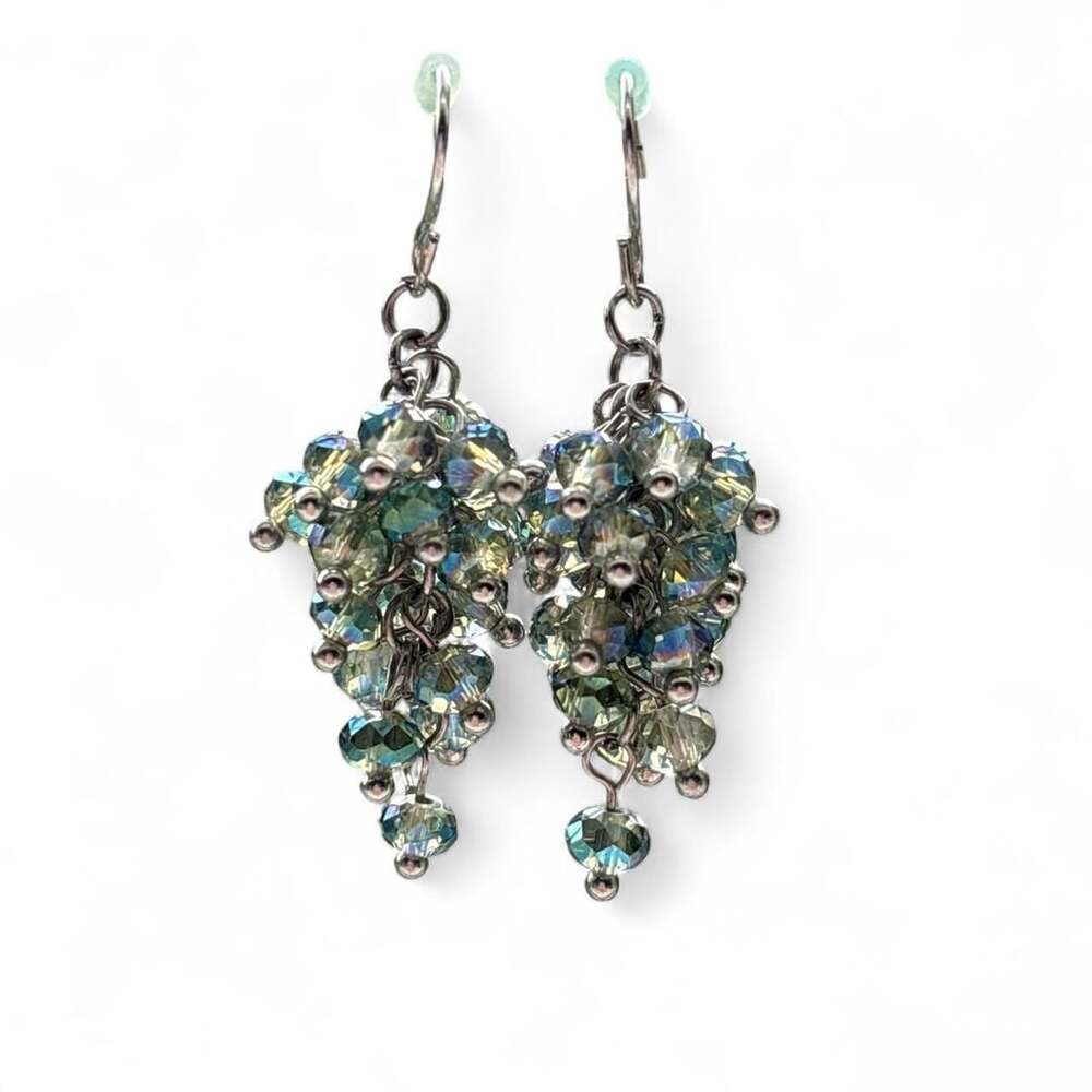 Unbranded Blue Green Crystal Cluster Dangle Earrings